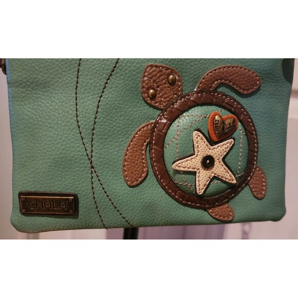 Sold Out CHALA Cute 3D Turtle CROSSBODY Purse w/Adj Strap & Star Zipper Pull 6x8 - Picture 5 of 8